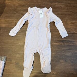 Old Navy Light Pink Ribbed Footed One-Piece Romper